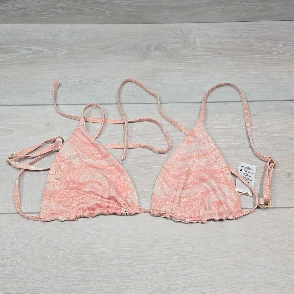 NWOT L Space Women Brittany Metallic Bikini top All swirled up swim sz M
